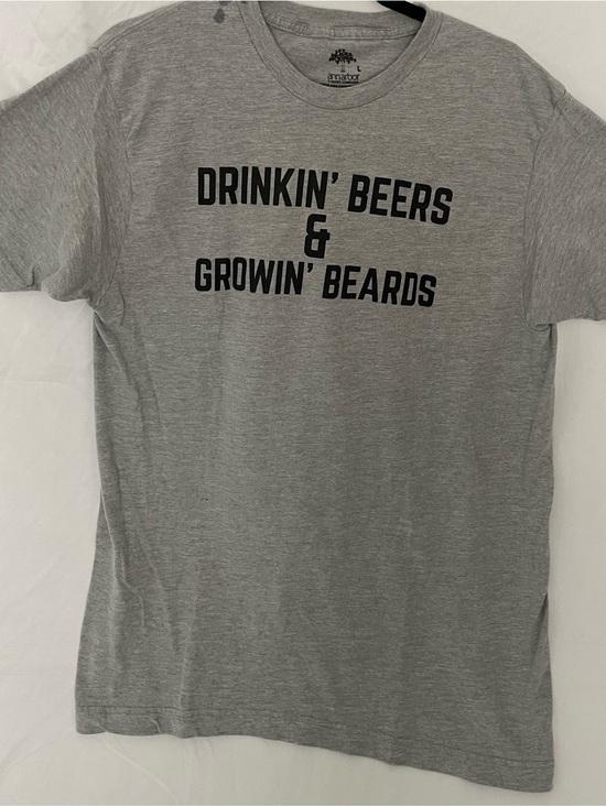 Arbor Other - Arbor Gray Tee with Black Text 'Drinkin' Beers & Growin' Beards'